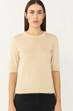 Vigga SS Lurex Knit Vanilla White