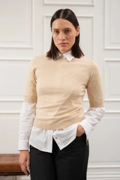 Vigga SS Lurex Knit Vanilla White