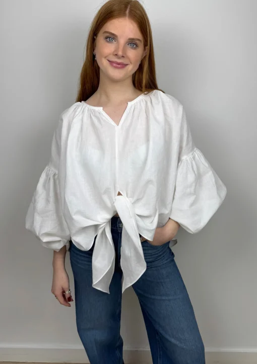 Volume Sleeve Lace Blouse White