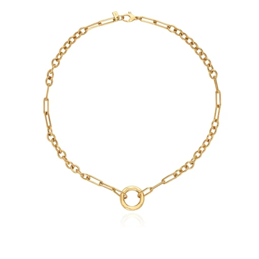 Wavy Open O Chain Necklace Gold