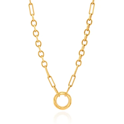 Wavy Open O Chain Necklace Gold