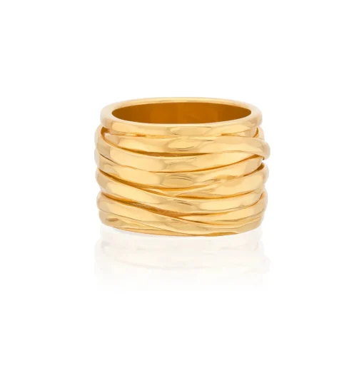 Wavy Twist Band Ring Gold