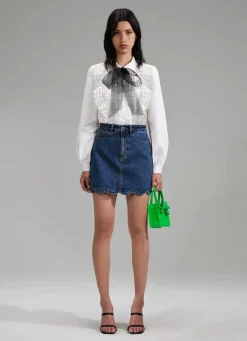 White Lace Bib Cotton Shirt
