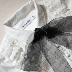 White Lace Bib Cotton Shirt