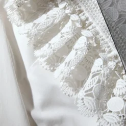 White Lace Bib Cotton Shirt