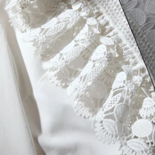 White Lace Bib Cotton Shirt