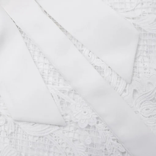 White Lace Pussy Bow Shirt