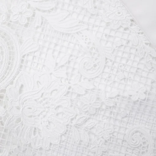 White Lace Pussy Bow Shirt